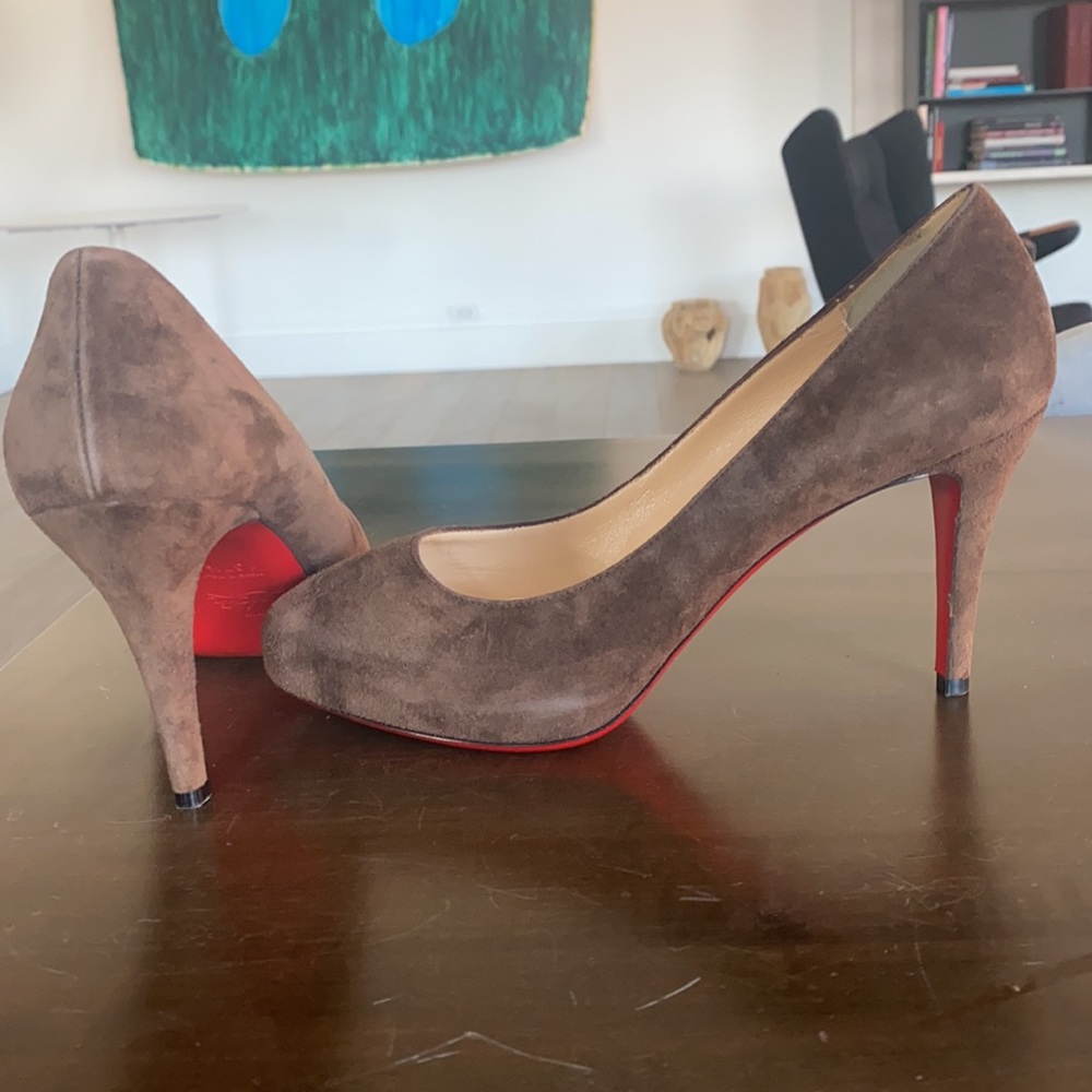 Brown suede Christian Louboutin suede heels 85mm
